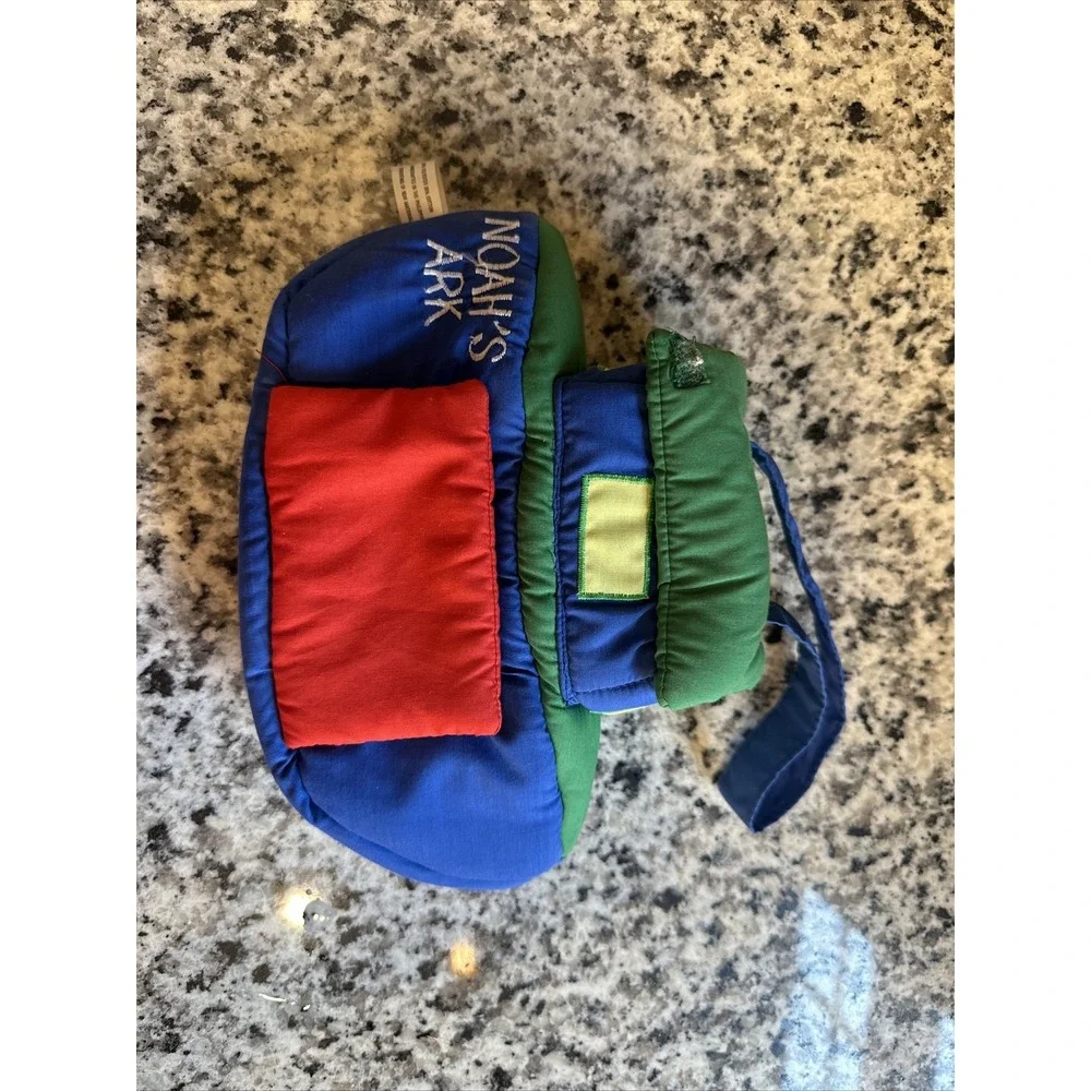 Rosalina Noah's Ark Soft Plush Toy Carrier Blue Green Red Fabric Boat Handle